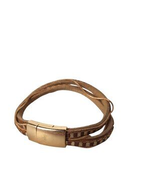 Multi Strand Leather Snake Chain Wrap Bracelet Magnetic Clasp